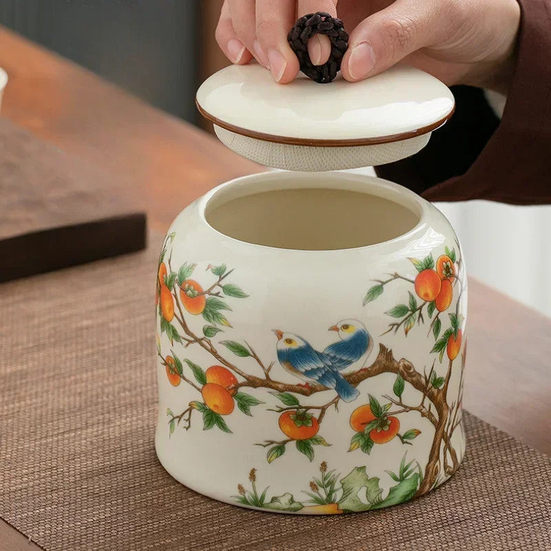 1pc Ceramic Tea Jar Candy Storage Tank Living Room Home Decorations Tea House