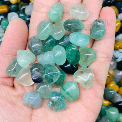 10pc Natural fluorite Mini Heart hand-carved quartz crystal Reiki healing