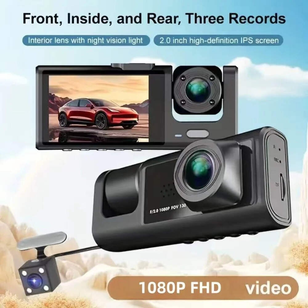 3-Channel Dashcam FHD1080P Ultra-Wide Reversing Vision