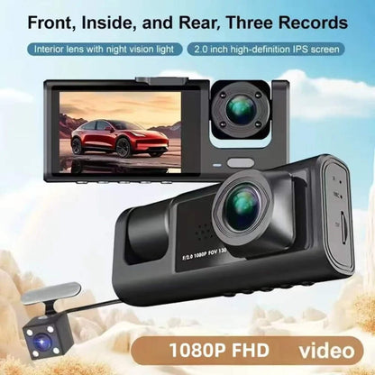 3-Channel Dashcam FHD1080P Ultra-Wide Reversing Vision