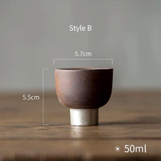 999 silver and Ceramic Tea Cup 50ml
