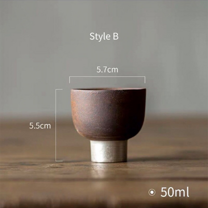 999 silver and Ceramic Tea Cup 50ml