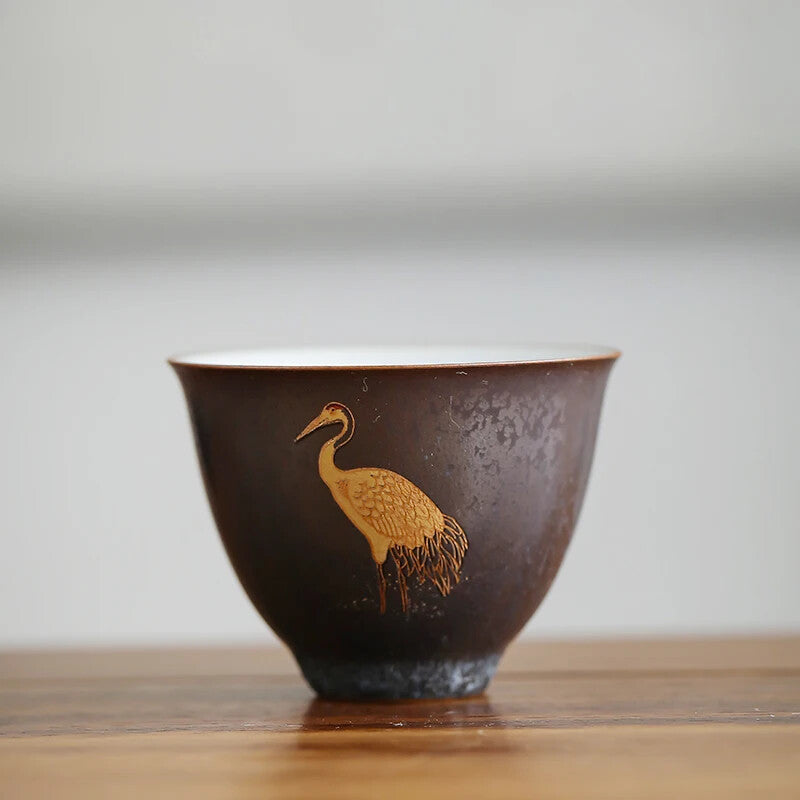 1pc 2.36" Chinese Vintage Ceramic Teacup Handmade Pottery Tea Bowl Portable Cup