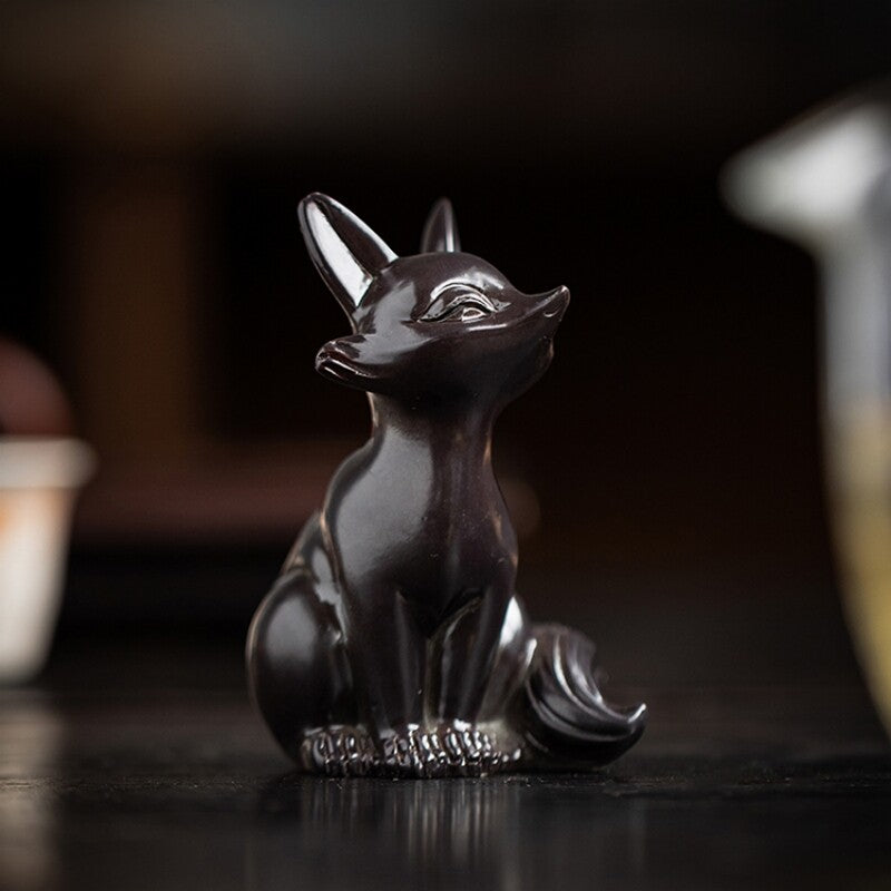 resin fox color change tea pet creative gift tea play on tea table ornament new