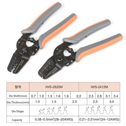 Mini Open Barrel Crimping Tools Crimper Terminal Plier IWS-2412M for 24-12AWG