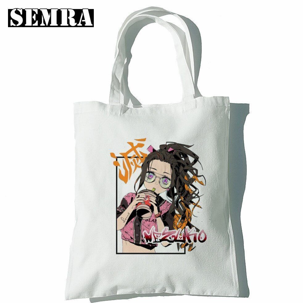 Canvas Tote Shoulder Bag Student Teacher Large Square Purse White / Black Pouch