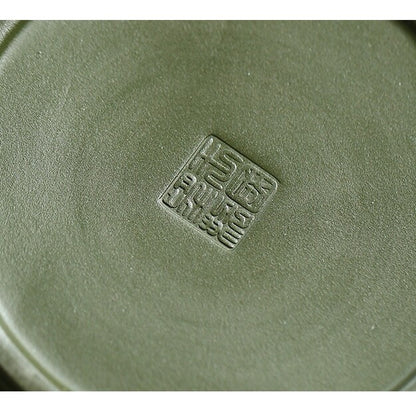 Tea Pot Marked Bamboo Carved Real Yixing Zisha Green Clay Handmade Pot 240ml New
