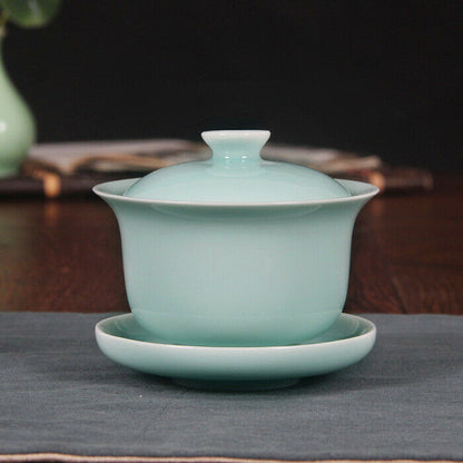 200ml Chinese Ceramic Gaiwan Kiln Crackle Glaze Tureen Kung Fu Tea Set Tea Cup