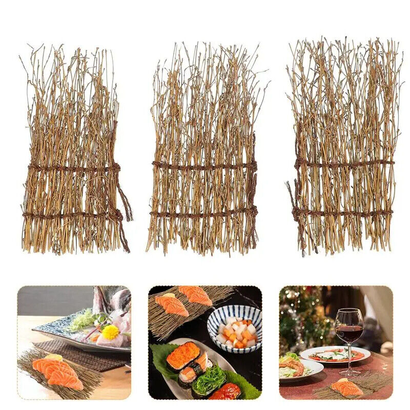 Plates Decor 3Pcs Bamboo Fence Sushi Sashimi Japanese Tray Decorations Landscape