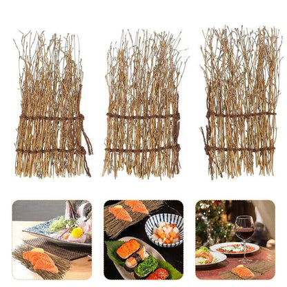 Plates Decor 3Pcs Bamboo Fence Sushi Sashimi Japanese Tray Decorations Landscape