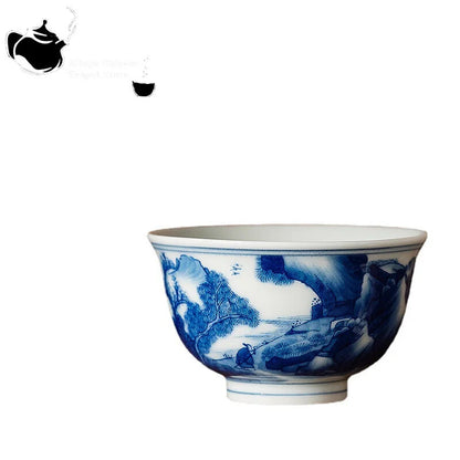 Ceramic Tea Cup Blue White Hand Cup Hand Painted Antique Porcelain Tea Bowl
