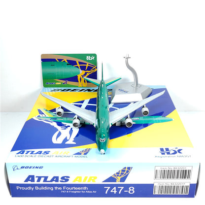 1:400 HX Model ATLAS AIR BOEING B747-8F Aircraft Airplane Diecast Plane Model