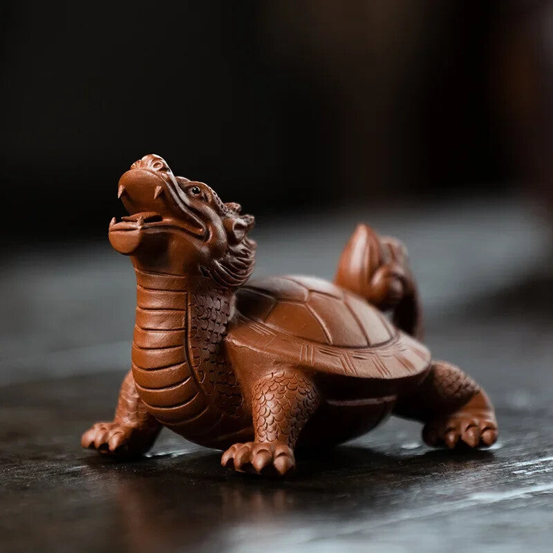 Yixing Purple ClayTea Pet Dragon Turtle Animal Tea Figurine Sculpture Crafts