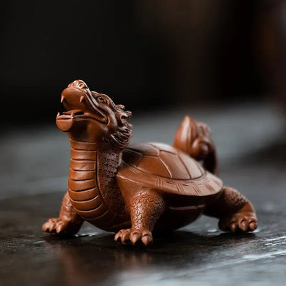 Yixing Purple ClayTea Pet Dragon Turtle Animal Tea Figurine Sculpture Crafts