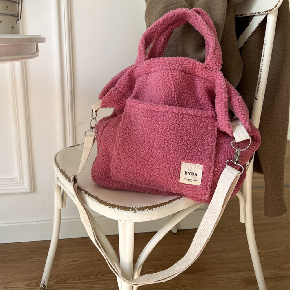 Plush Shoulder Bag Fluffy Faux Fur Tote Bag Large Capacity Messenger Bag Soft