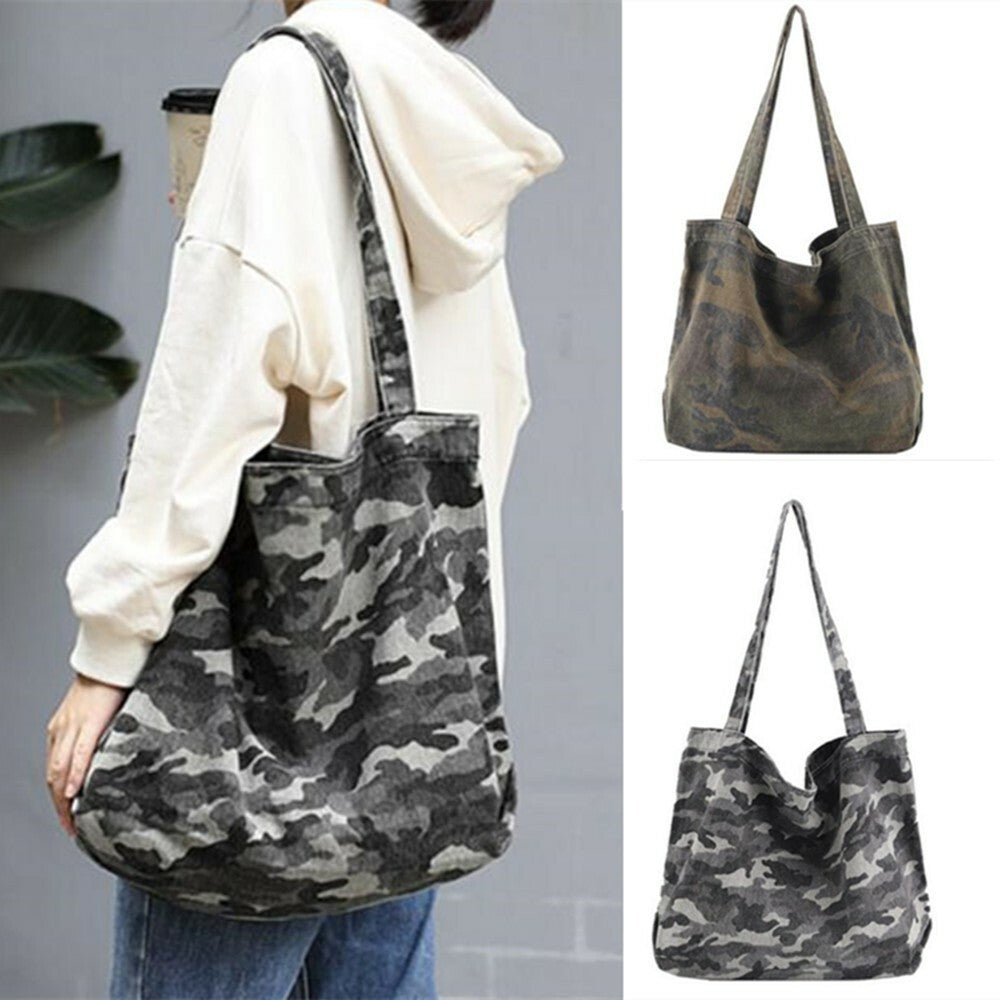 Canvas Camouflage Large Tote Shoulder Bag Shopping Handbag Women Gifts