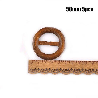 Wooden Round Ring Buckle Wood Windcoat Belt Buckles Garment Ornament Ac