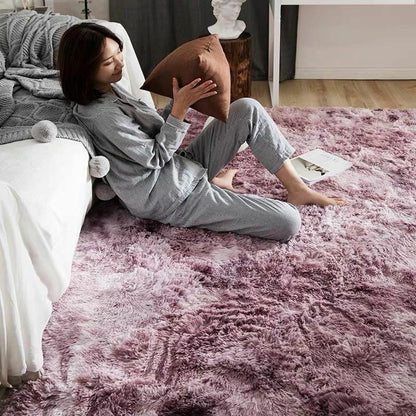 Silk Carpets Soft Living Room Bedroom Rugs Home Tie-dye Faux Fur Polyester Plush