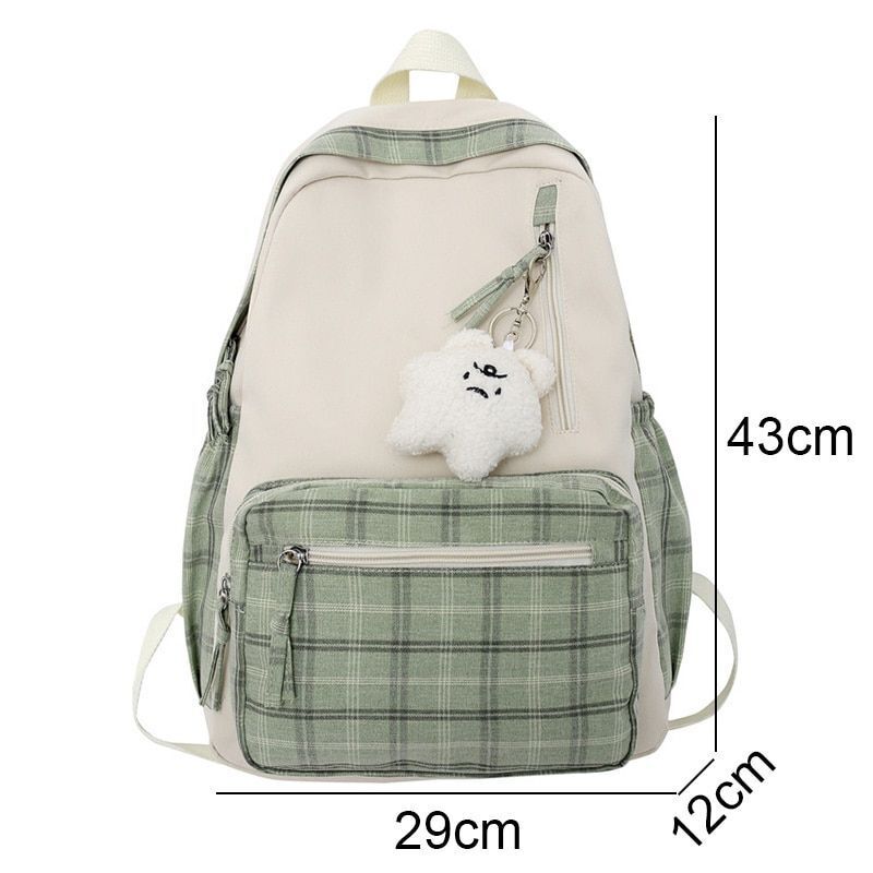 Lattice Travel School Bag Book Backpack College Cool Plaid Laptop Bag 29*12*43CM