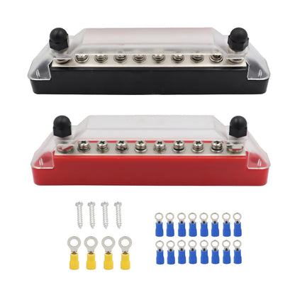 12V 300V AC Bus Bar Marine 1/4" #8 Stud Power Distribution Block For Car Boat