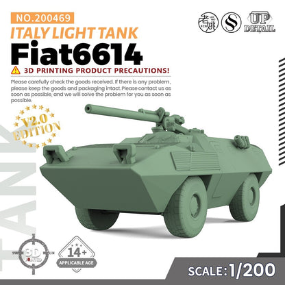 SSMODEL SS469 1/200/350/700 Military Model Kit Italy Fiat6614 Light Tank