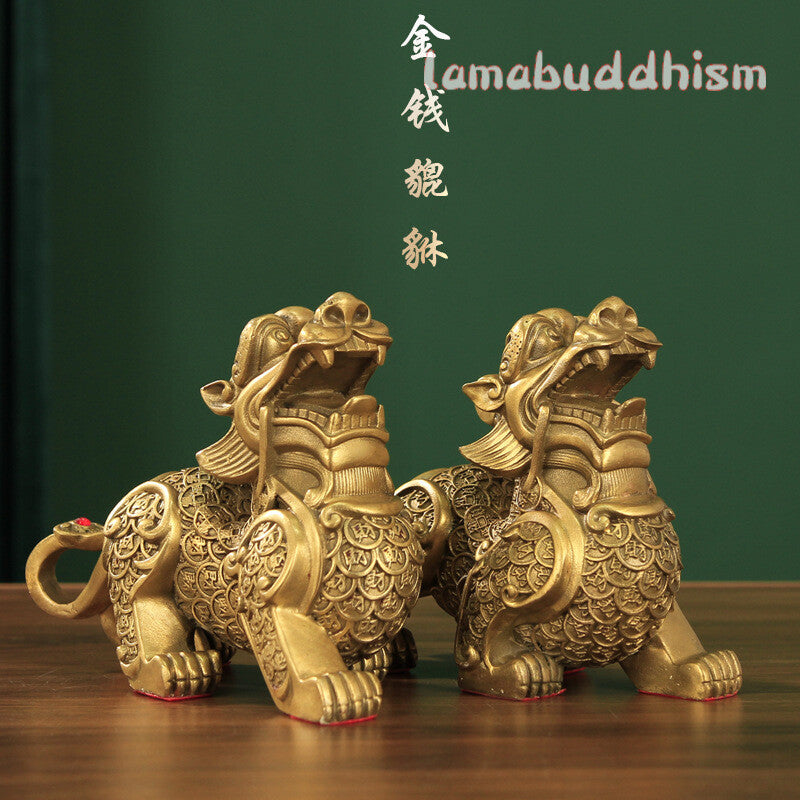 Copper Pixiu Feng Shui Ornament Decorations for Wealth Home Treasure Bowl Decor