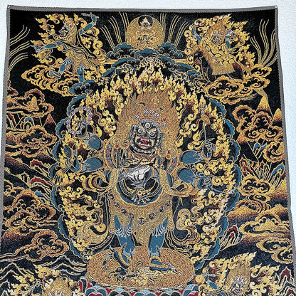 Nepal Thangka Mahakala Wall Hanging Tibetan Embroidery Buddha Art 60*40cm
