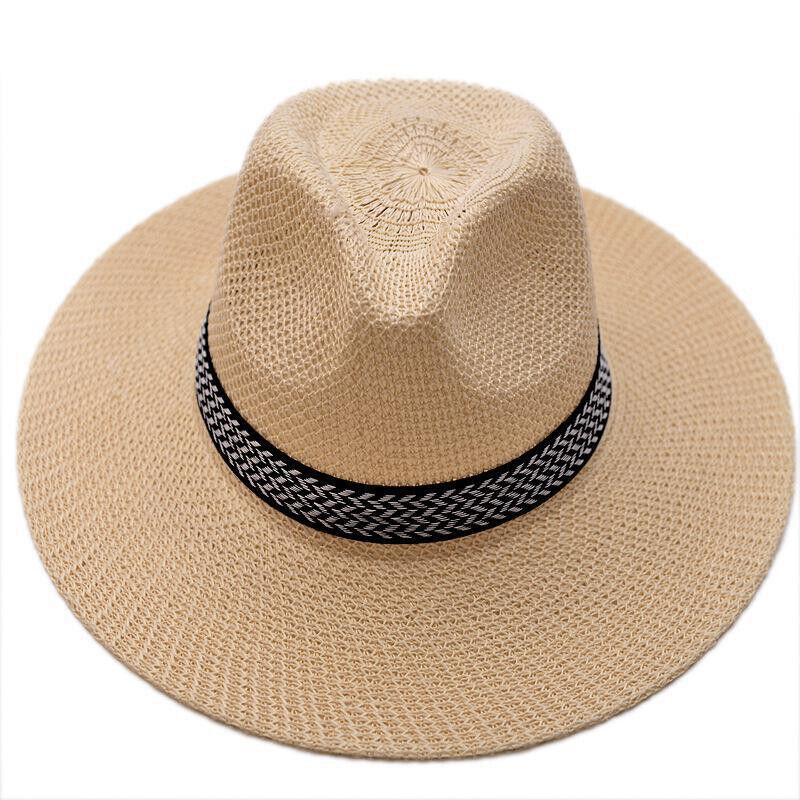 Men Women Straw Jazz Fedora Hat Trilby Cuban Sun Cap Panama Short Brim Summer*US