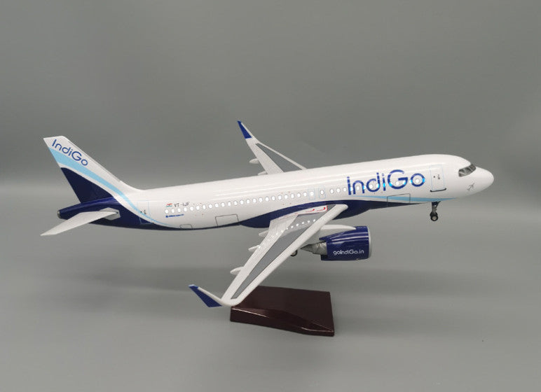 47CM Indigo AIRBUS A320neo Plane Led Sound-controll Light Resin Aircraft Model