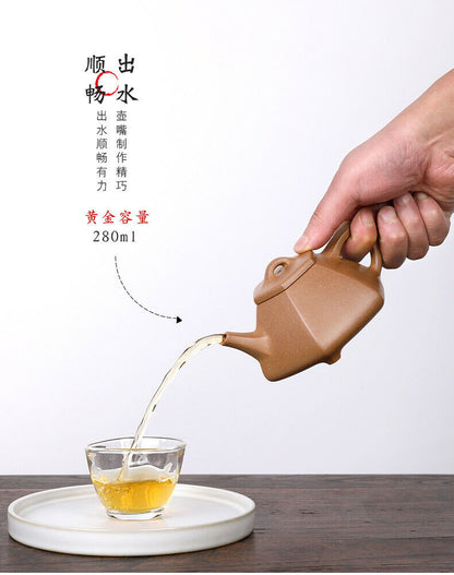 280cc China Yixing Handmade Zisha Teapot Section Clay Liufang Gongfu Teapot-