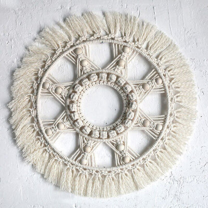 Wall Hanging Tapestry Bohemian Home Decor Woven Macrame Mandala Cotton Rope 42cm