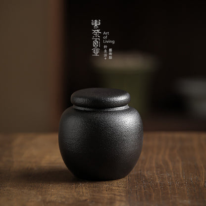 Coarse pottery egg jar, ceramic sealed jar, mini tea box, pocket sized tea can