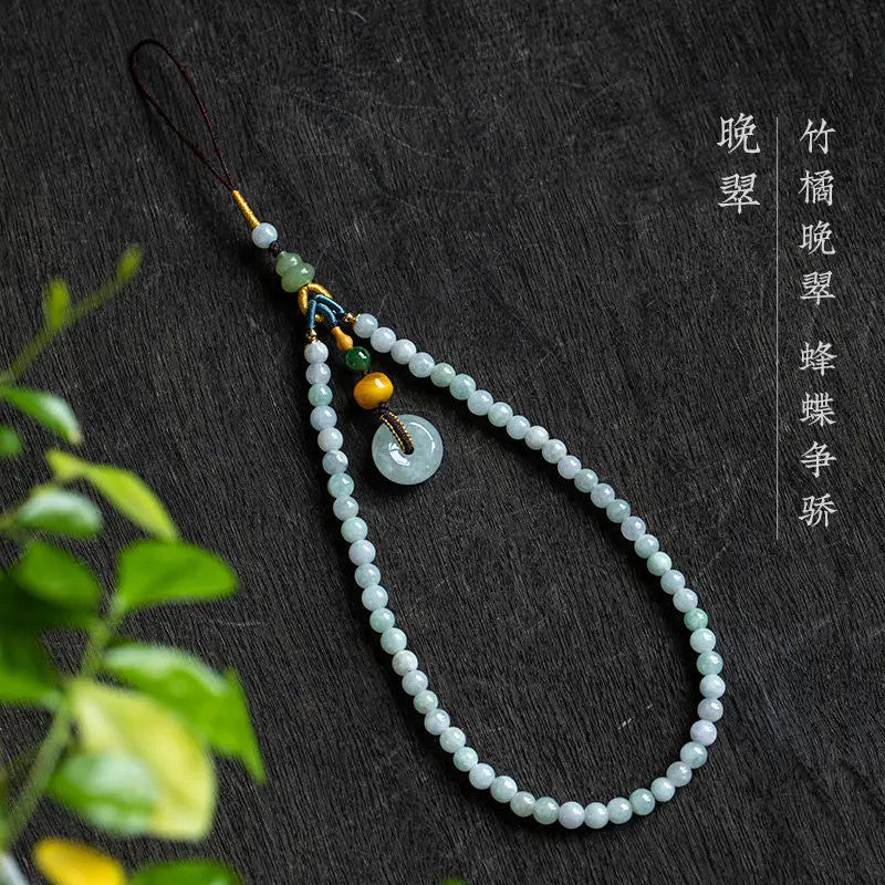 Exquisitely Chinese Retro Natural Jade Pingan Buckle Keychain Auspicious Pendant