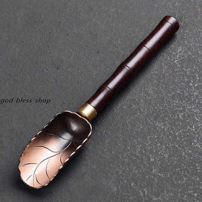 Tea Spoon Copper Alloy Spoon with Ebony Wood Handle Tea Accessories on Sales New