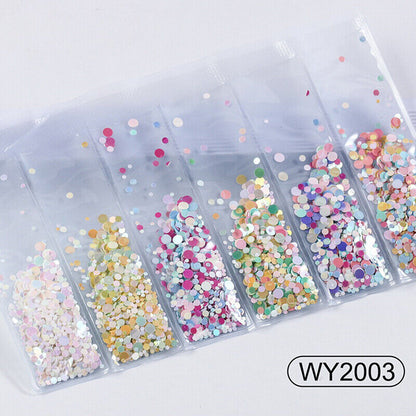 6 grids/bag Nail Art Sequins Colorful Nail Polish Flakes Foils For ManicurSE