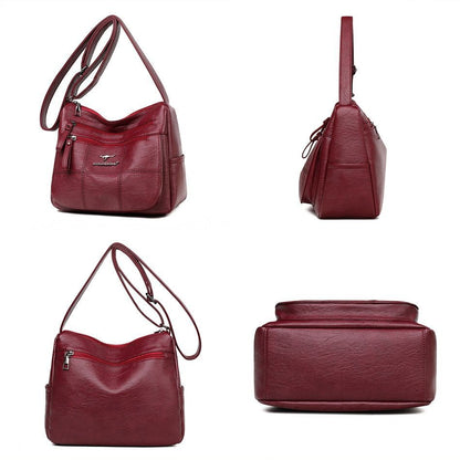 Crossbody Bag Soft Leather Messenger Pouch Retro Woman Handbag Shoulder Purse
