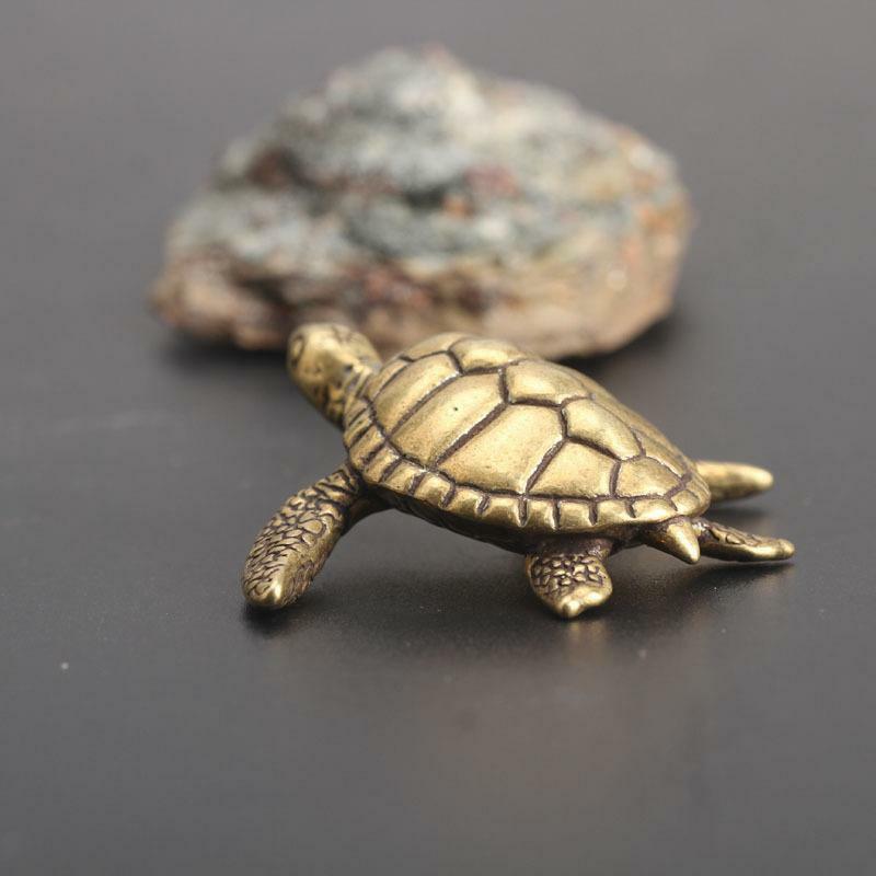 Ornaments Pure Copper Solid Small Turtle Tea Pet Bronze Handle Gift Antiques