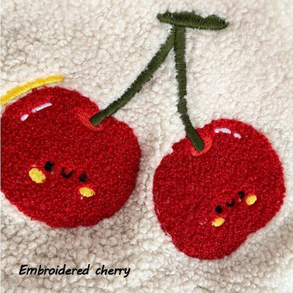 Plush Tote Bag Shopper Handbag Cute Embroidery Wool Shoulder Bag Polyester Soft
