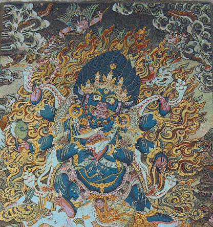 36" New Tibet Silk Six Arms Mahakala Wrathful Deity Buddha Thangka Thanka Statue
