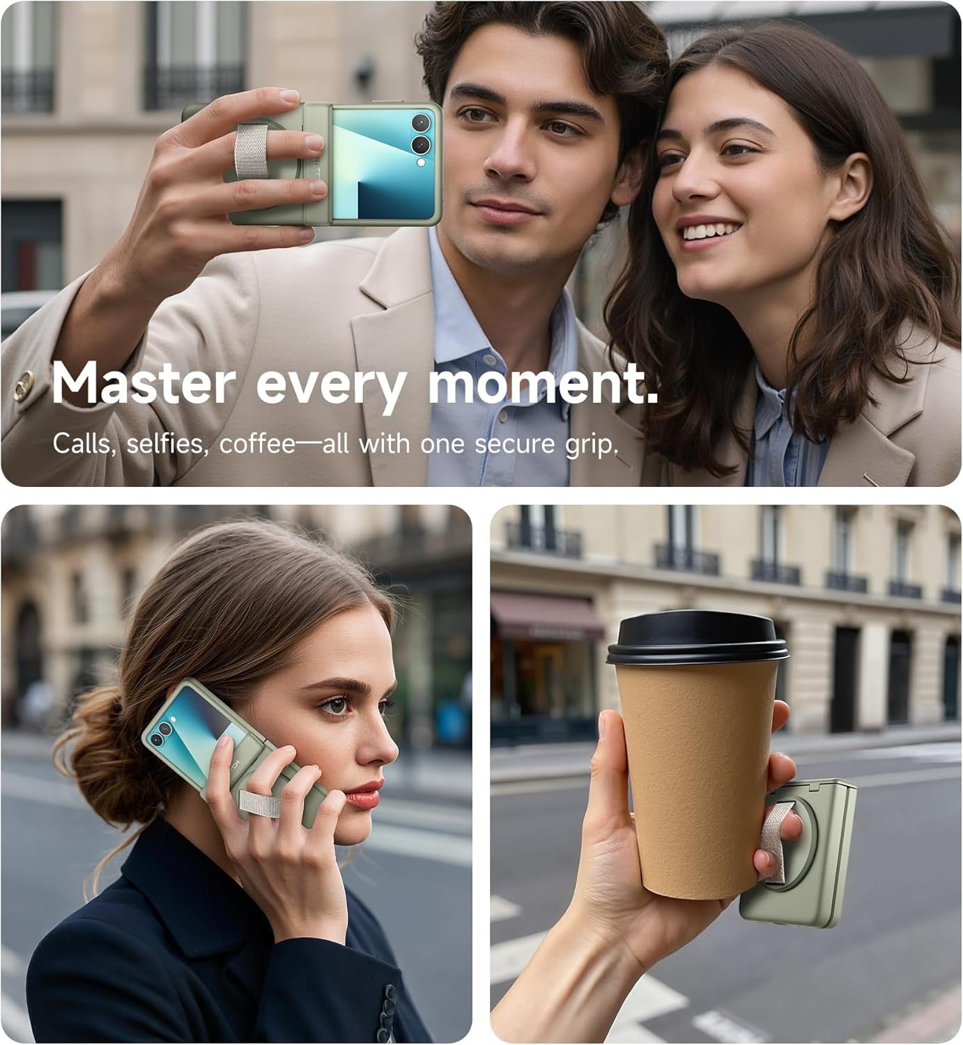 for Samsung Galaxy Z Flip7 Case with 360° Rotatable Hand Strap Phone Grip Holder