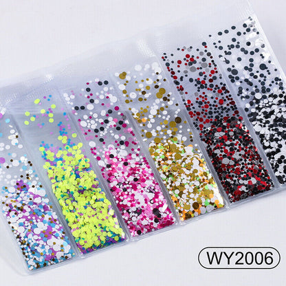 6 grids/bag Nail Art Sequins Colorful Nail Polish Flakes Foils For ManicurSE