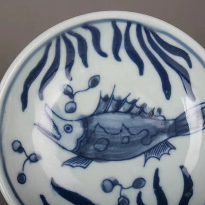 Exquisite Porcelain Blue and White Porcelain Fish Pattern Small Plate
