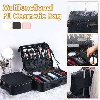 Professional Portable PU Makeup Case Travel Manicure 2 Layers Cosmetics Bags