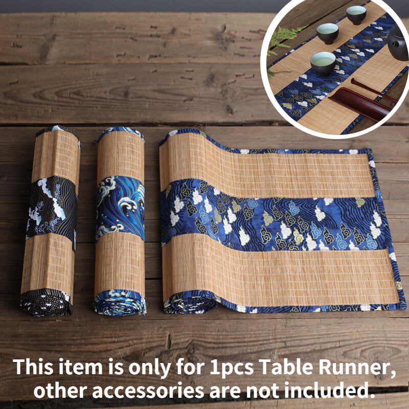 Japanese Table Runner Bamboo Weave Table Cloth Tea Mats Non-Slip Home Decor Chic
