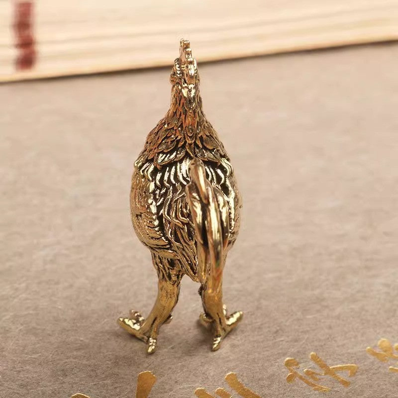 1Pc Brass Rooster Town House Mascot Tea Ceremony Tea Pet Decoration Ornament
