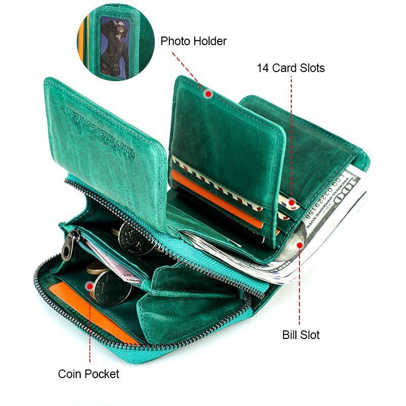 Leather Wallet Women Clutch Bag Coin Purse Small Card Holder 10*12*3.5 CM 160 G