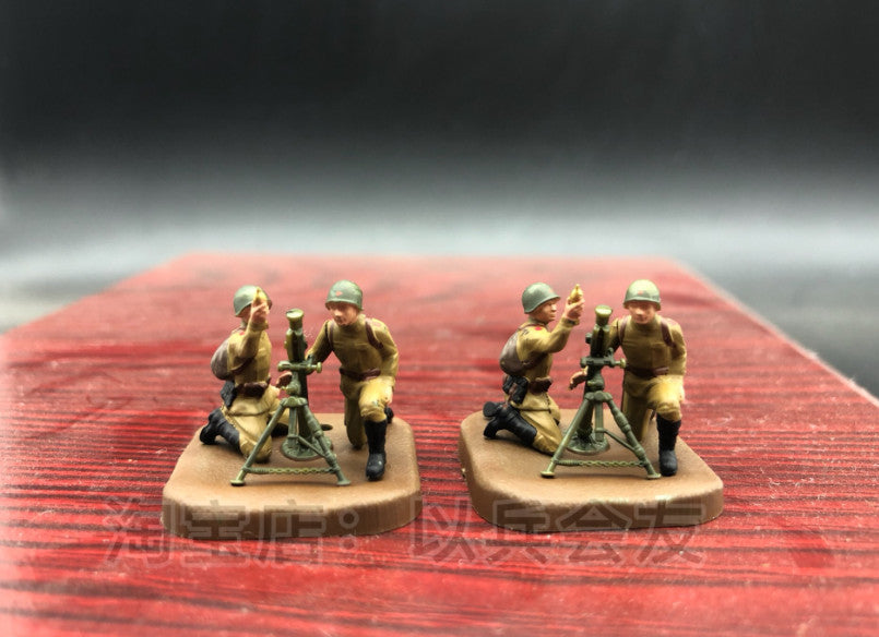1/72 World War II Soviet 82MM Chaser+Soldier Model (2Pcs Mortar+4Pcs Soldier)