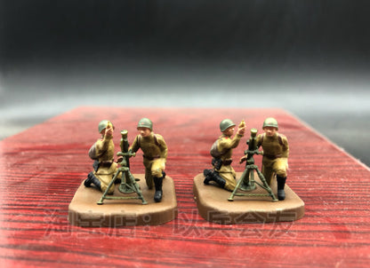 1/72 World War II Soviet 82MM Chaser+Soldier Model (2Pcs Mortar+4Pcs Soldier)