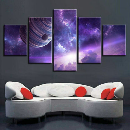 5P Planet In Purple Nebula Posters HD Prints Space Pictures Modular Home Decor