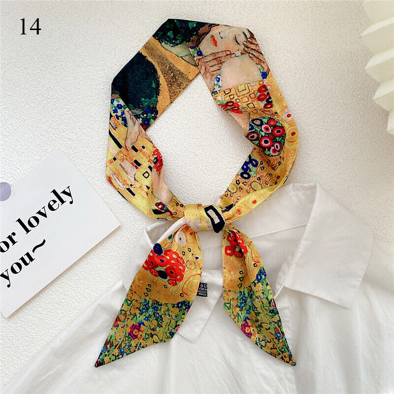 Long Skinny Silk Scarf Narrow Neckerchief Headband Handle Bag Band 105*6cm 1PCS